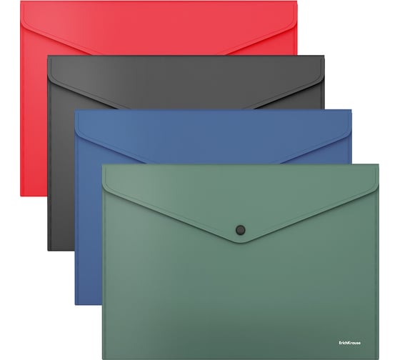 Папка-конверт на кнопке пластиковая ErichKrause Fizzy Classic, A4, непрозрачный, ассорти, 24 шт 55398 1