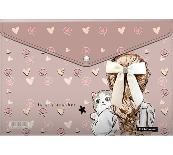 Папка-конверт на кнопке пластиковая ErichKrause Lovely Friends, A4, 12 шт 55098 1
