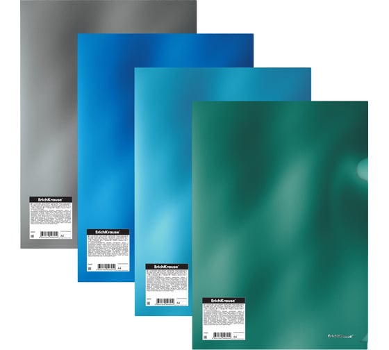 Папка-уголок пластиковая ErichKrause Glossy Ice Metallic, A4, непрозрачный, ассорти, 24 шт 55154