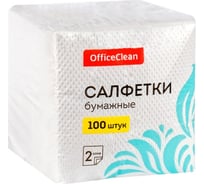 Бумажные салфетки OfficeClean двуслойные, 24х24 см, белые, 100 шт 309849