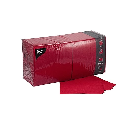 Трехслойная бумажная салфетка PAPSTAR красная 33х33 см 250 шт в упаковке 1/4 PS-12483 1
