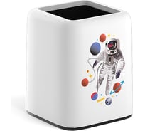Настольная пластиковая подставка ErichKrause Forte, Cosmonaut, белая с черной вставкой 55850