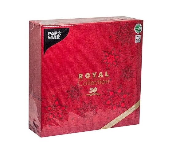 Трехслойная бумажная салфетка PAPSTAR ROYAL COLLECTION ЗВЕЗДЫ 48х48 см 50 шт в упаковке красная 1/5 PS-82850