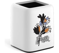 Настольная пластиковая подставка ErichKrause Forte, Tulips, белая с черной вставкой 55439
