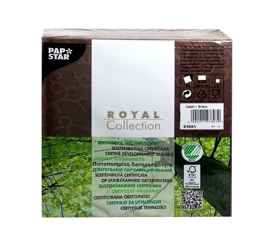 Однослойная бумажная салфетка PAPSTAR ROYAL CASALI коричневая 40х40 см 50 шт в упаковке 1/5 PS-84885