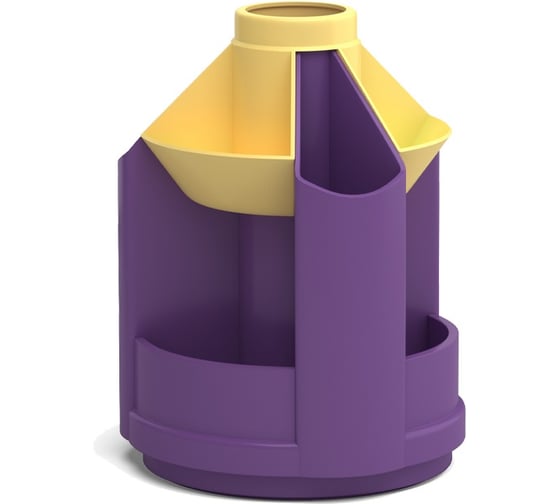 Вращающаяся настольная пластиковая подставка ErichKrause Mini Desk, Iris, фиолетовая с желтой вставкой 57990 1