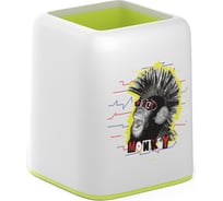 Настольная пластиковая подставка ErichKrause Forte, Punky Monkey, белая с желтой неоновой вставкой 58017