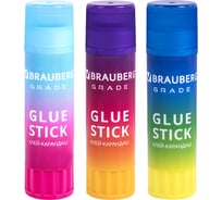 Клей-карандаш BRAUBERG 21 г, 3 штуки на блистере, PVP основа 271248