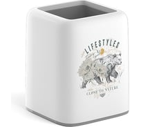 Настольная пластиковая подставка ErichKrause Forte, Natural Life, белая с серой вставкой 55437