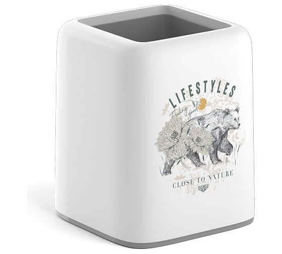 Настольная пластиковая подставка ErichKrause Forte, Natural Life, белая с серой вставкой 55437 1