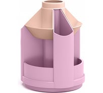 Вращающаяся настольная пластиковая подставка ErichKrause Mini Desk, Manga, розовый с бежевым 61571