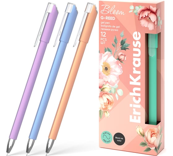 Гелевая ручка ErichKrause G-Reed Stick Pastel Bloom 0.38 цвет чернил черный (в коробке по 12 шт) 61300