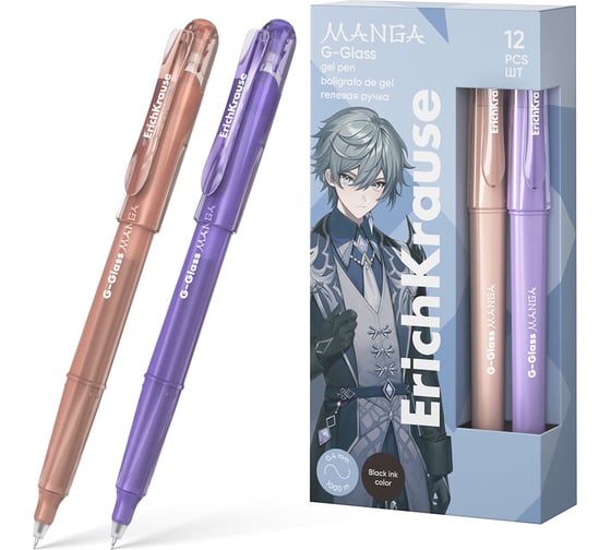 Гелевая ручка ErichKrause G-Glass Stick Manga 0.5, цвет чернил черный (в коробке по 12 шт.) 61306