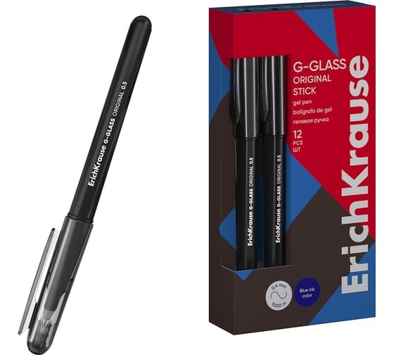 Гелевая ручка ErichKrause G-Glass Stick Original 0.5, цвет чернил черный (в коробке по 12 шт.) 61302 1