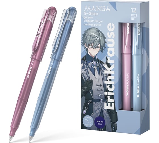 Гелевая ручка ErichKrause G-Glass Stick Manga 0.5, цвет чернил синий (в коробке по 12 шт.) 61305