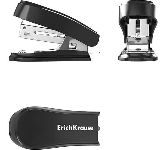 Мини-степлер ErichKrause №24/6, 26/6 Clippy Mini Classic до 15 листов, черный (в коробке по 1 шт.) 61741