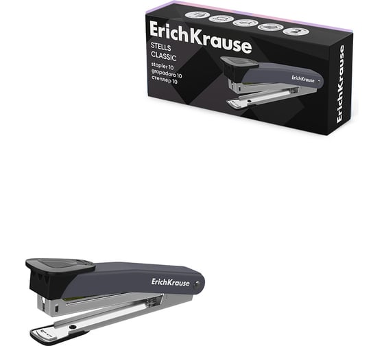 Степлер ErichKrause №10 Stells Classic до 15 листов, черный (в коробке по 1 шт.) 61737