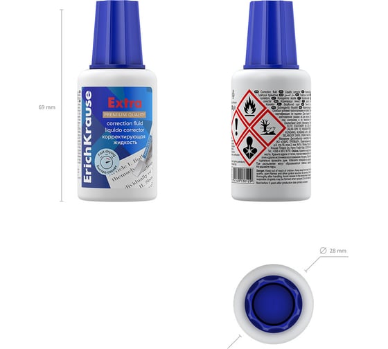 Корректирующая жидкость ErichKrause Extra с губкой, 20 г 13812