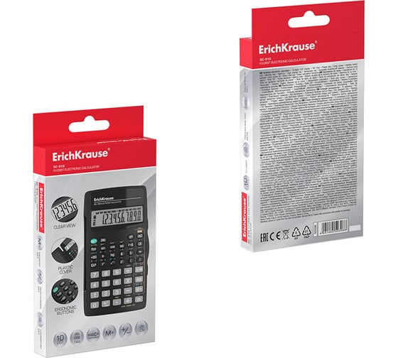 Научный калькулятор ErichKrause 10-разрядов SC-910 Classic, черный (в коробке по 1 шт.) 57521