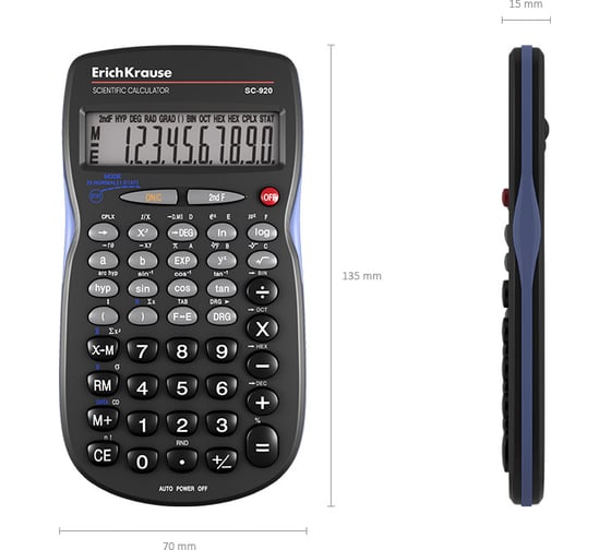 Научный калькулятор ErichKrause 10-разрядов SC-920 Classic, черный (в коробке по 1 шт.) 57522