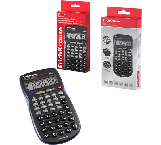 Научный калькулятор ErichKrause 10-разрядов SC-920 Classic, черный (в коробке по 1 шт.) 57522