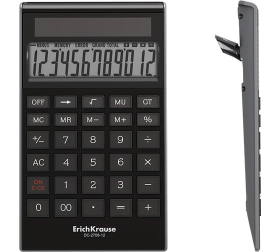 Настольный калькулятор ErichKrause 12-разрядов DC-2708-12 Classic, черный (в пэт-боксе по 1 шт.) 62003