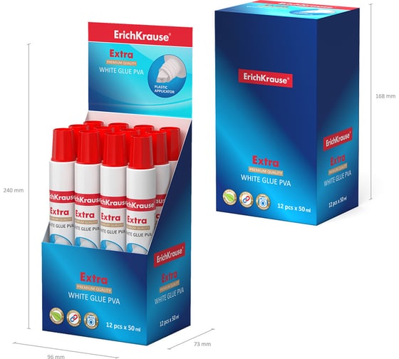 Клей ErichKrause Extra ПВА 50 мл (в дисплее по 12 шт.) 48725