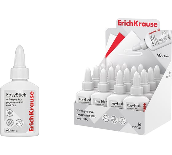 Клей ErichKrause EasyStick ПВА 40 мл (в дисплее по 16 шт.) 48721