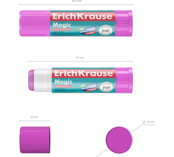 Клей-карандаш ErichKrause Magic обесцвечивающийся после нанесения, 8г (в коробке-дисплее по 30 шт.) 4445