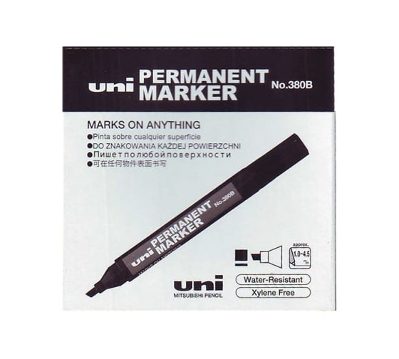 Набор перманентных маркеров UNI No.380B наконечник скошенный, синий, 3 шт 166071