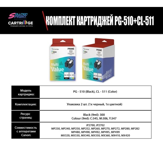 Комплект картриджей Solution Print Canon PG-510/CL-511 OEM.ref 354362