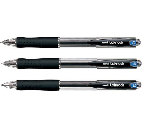 Набор шариковых автоматических ручек UNI Laknock SN-100 черный, 0.5 мм, 3 шт 166082 1