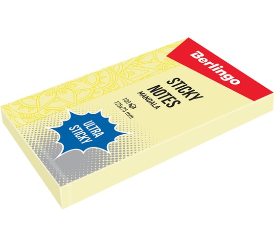 Самоклеящийся блок Berlingo Ultra Sticky с боковым рисунком, 100 листов, пастель, желтый LSn_39310