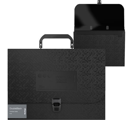 Папка-портфель BERLINGO DoubleBlack 1 отделение, A4, 1000 мкм, черная, с рисунком PF4_01701 1