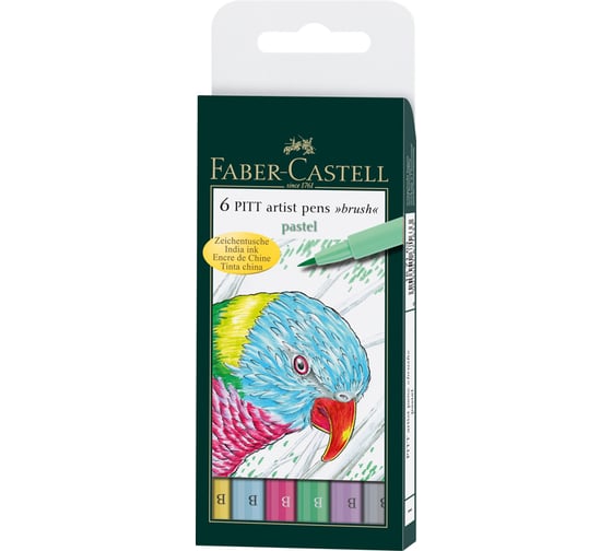 Набор капиллярных ручек Faber-Castell Pitt Artist Pen Brush Pastel ассорти, 6 шт 167163 1