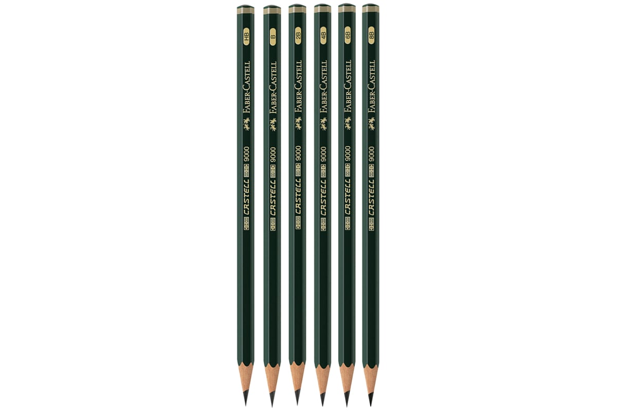 Набор чернографитных карандашей Faber-Castell Castell 9000 6 шт, HB-8B ...