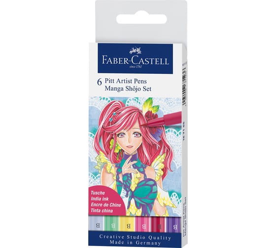 Набор капиллярных ручек Faber-Castell Pitt Artist Pens Manga Shojo Brush, 6 шт 167155