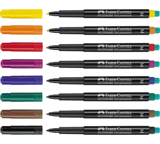 Набор перманентных маркеров Faber-Castell Multimark permanent M 8 цветов, пулевидный, 1 мм, с ластиком 152509
