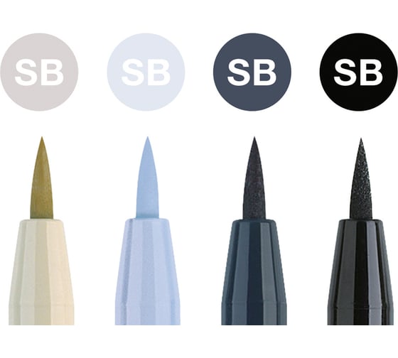 Набор капиллярных ручек Faber-Castell Pitt Artist Pen Soft Brush 4 цвета, 4 шт 167804