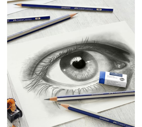Набор карандашей Faber-Castell Goldfaber, 6 шт+ластик+точилка, 2H-6B, заточенный