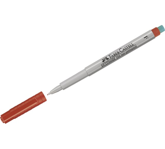 Неперманентный маркер для глянцевых поверхностей Faber-Castell Multimark non permanent F, пулевидный, 0.6 мм, с ластиком 151421 1