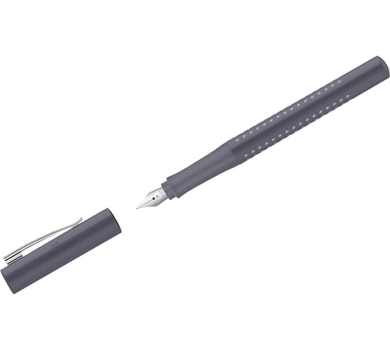 Перьевая ручка Faber-Castell Grip 2010 синяя, 0.75 мм, трехгранный, бархатный серый корпус 140828 1