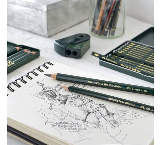 Набор чернографитных карандашей Faber-Castell Castell 9000 Art Set 12 шт, 2H-8B, заточенный, металлический корпус 119065