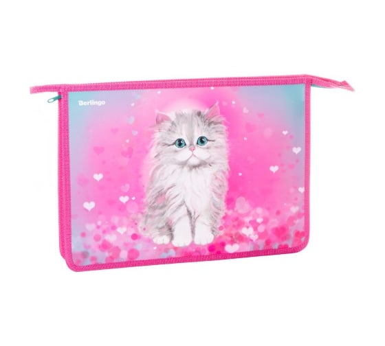Папка для тетрадей BERLINGO Little kitty 1 отделение, А4, пластик, на молнии PPA42023