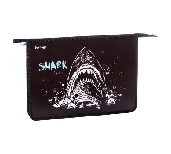 Папка для тетрадей BERLINGO Shark 1 отделение, А4, 340х245х40 мм, пластик, на молнии PPA42028