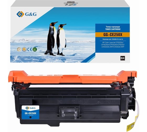 Картридж лазерный G&G GG-CE250X CE250X черный 10500 страниц для HP CLJ CP3525n/CP3525dn/CP3525X/CP3520 2048514 1