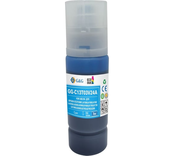 Чернила G&G GG-C13T03V24A 101C голубой 70 мл для Epson L4150/L4160/L6160/L6170 1776252 1