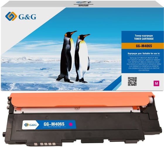 Картридж лазерный G&G GG-M406S пурпурный 1000 страниц для Samsung CLP-360/362/363/365/367/368, CLX-330 1874015 1