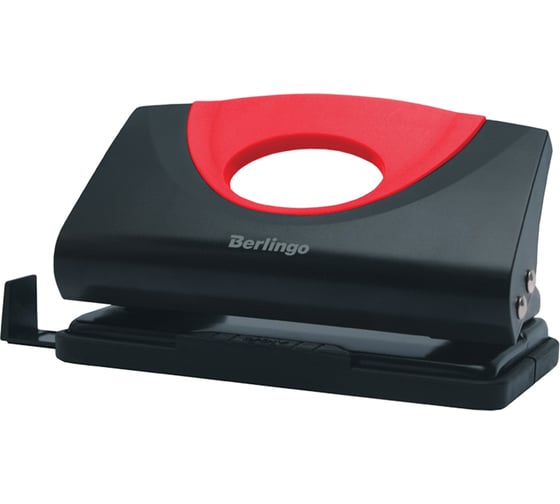 Дырокол BERLINGO Office Soft 10 листов, пластиковый, красный, с линейкой DDp_10163 1