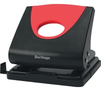 Дырокол BERLINGO Office Soft 20 листов, пластиковый, красный, с линейкой DDp_20163